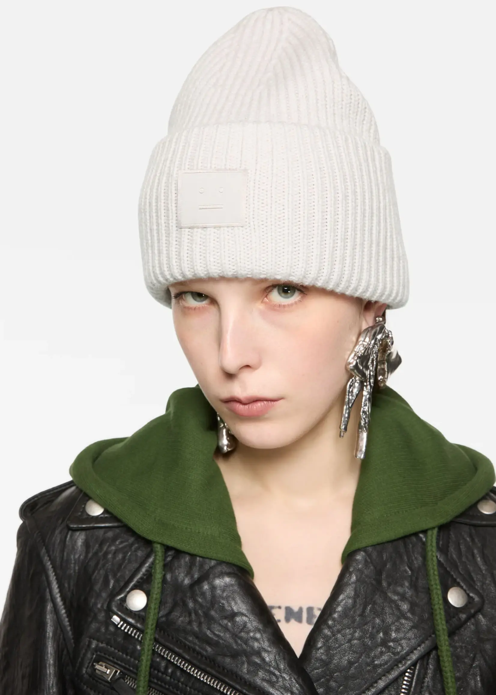 ACNE STUDIOS Acne Studios Large Face Logo Beanie | Light grey