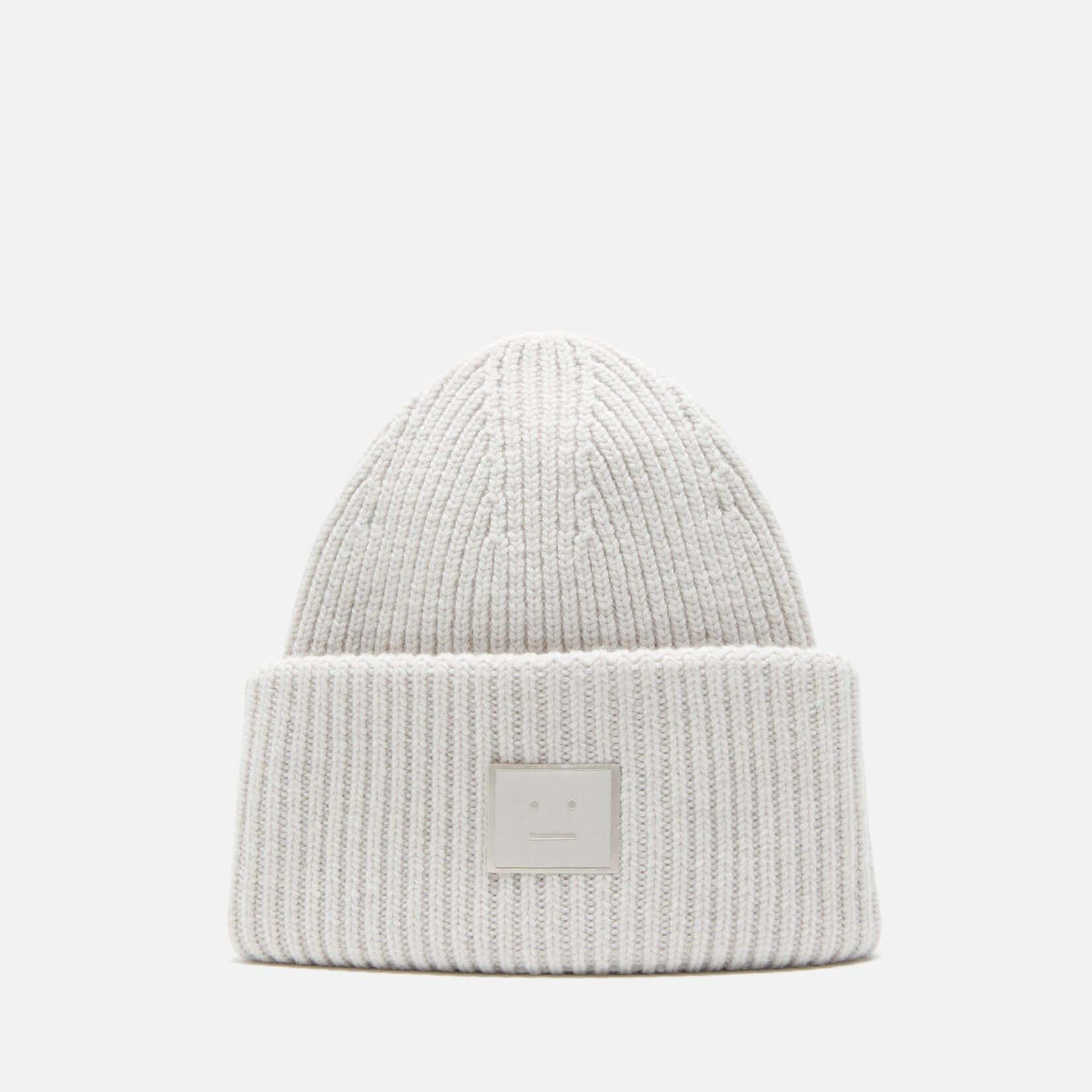 ACNE STUDIOS Acne Studios Large Face Logo Beanie| light grey