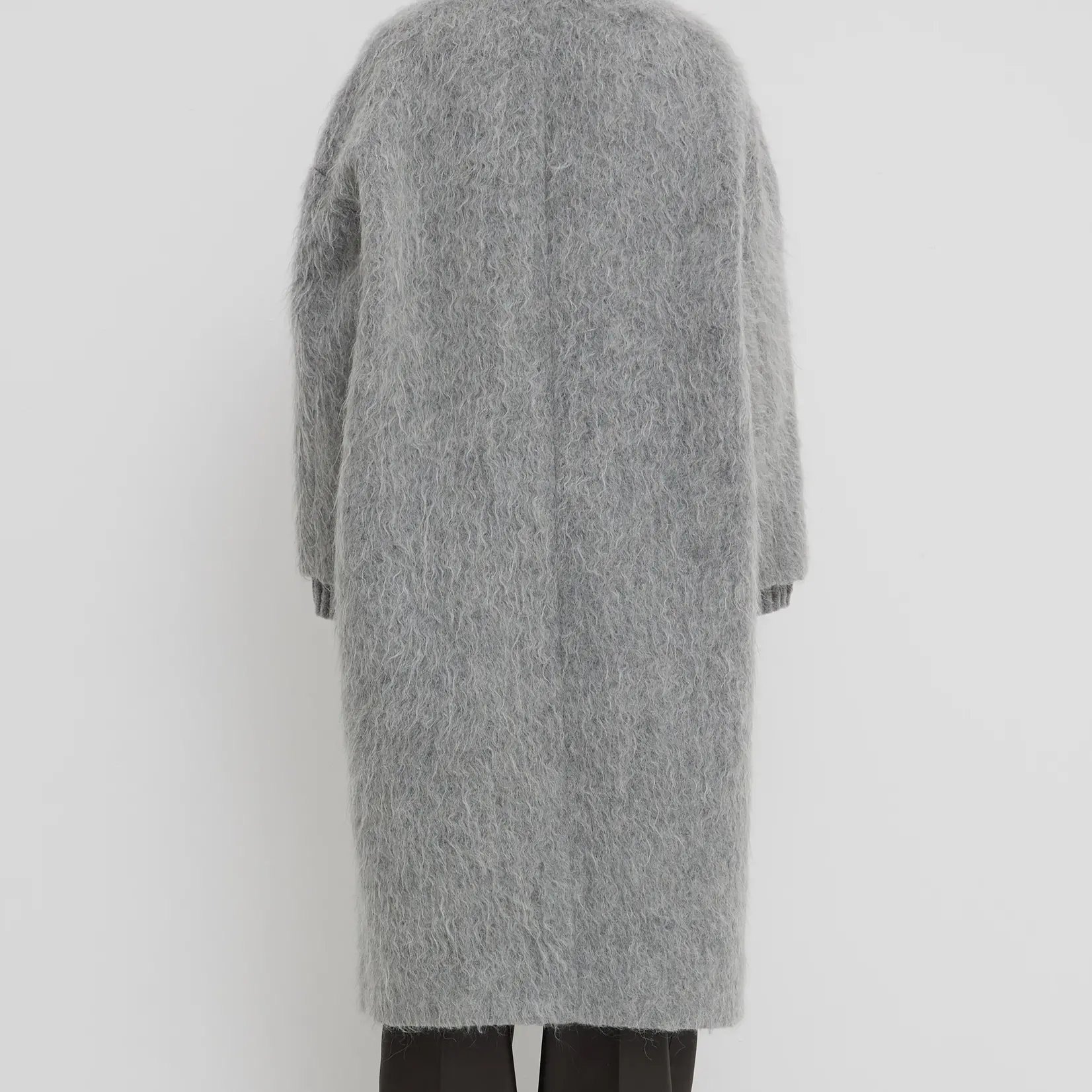 CHRISTIAN WIJNANTS Christian Wijnants Carajo long faux fur coat with shawl collar| grey mohair