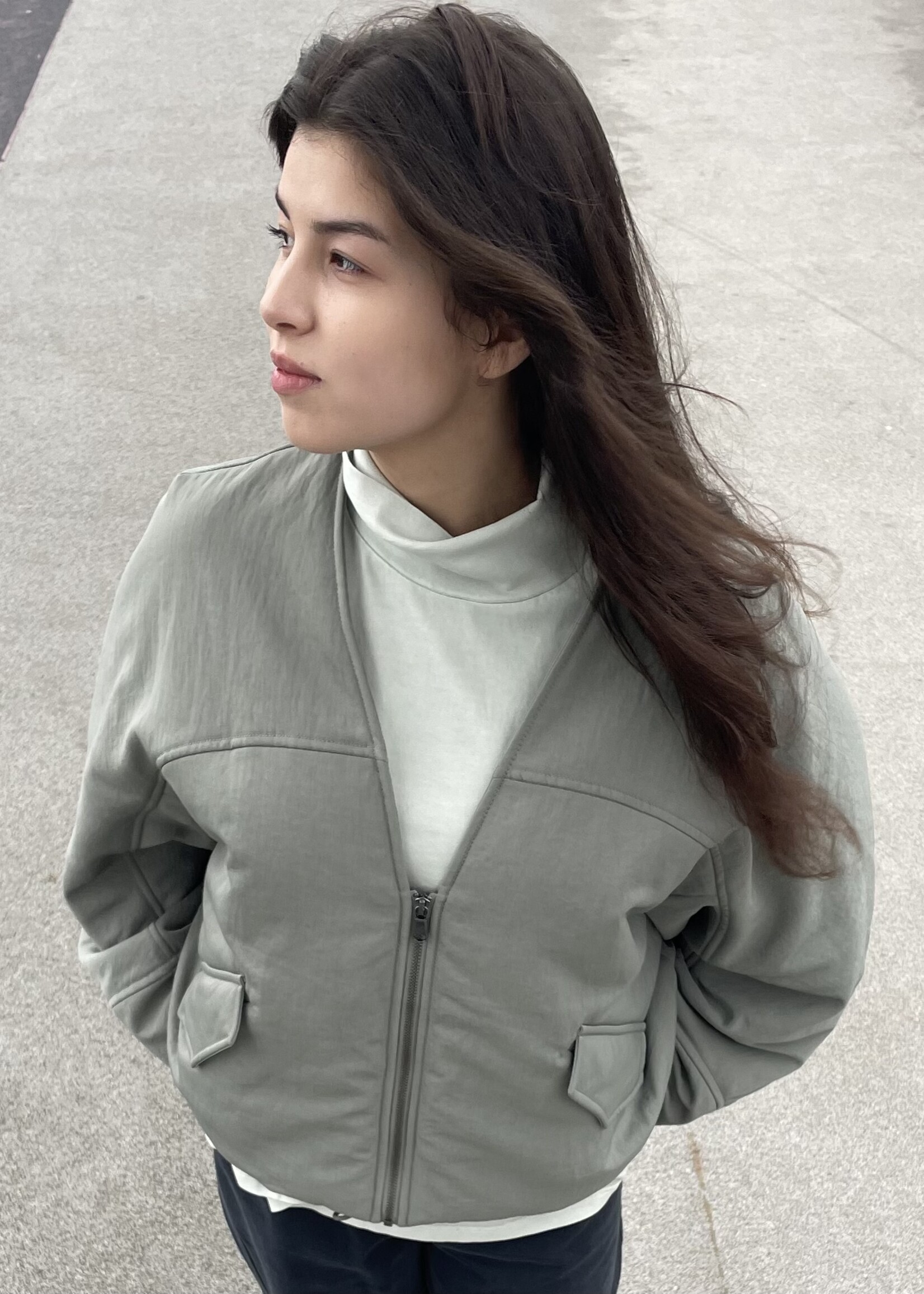 CHRISTIAN WIJNANTS Christian Wijnants Jadhila V Neck Padded Bomber | Smoke