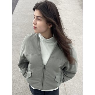 CHRISTIAN WIJNANTS Christian Wijnants Jadhila V Neck Padded Bomber | Smoke