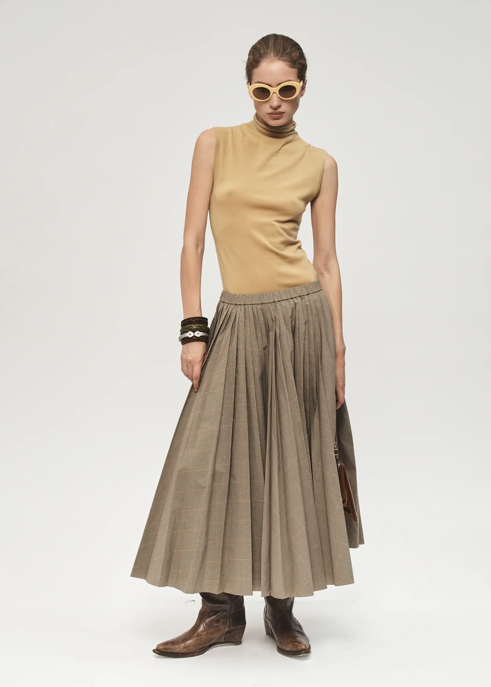 6397 6397 Pull on Pleated Skirt ,plaid