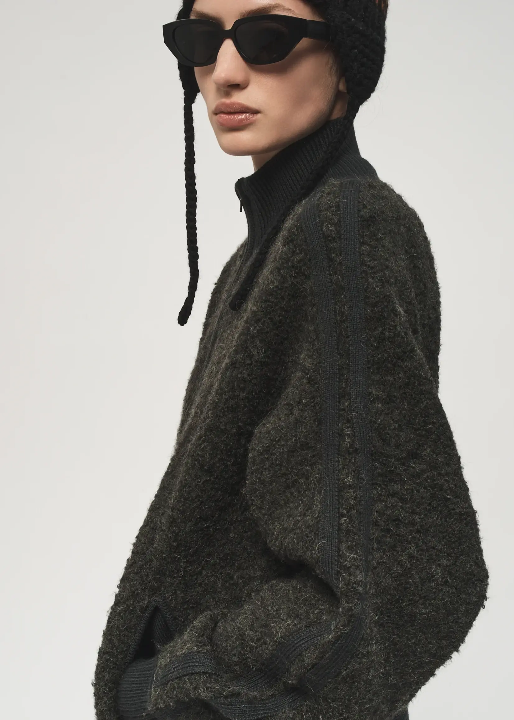 6397 6397 Track Zip Up Sweater ,Mud