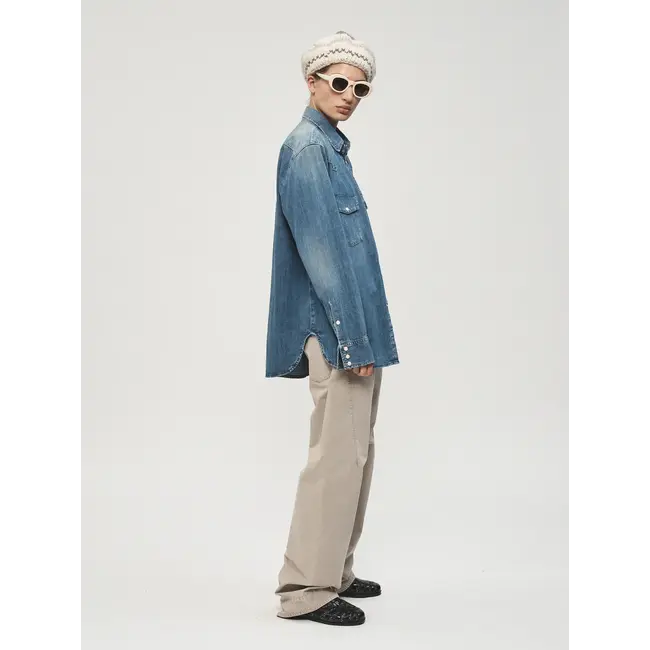 6397 Denim Western Shirt | Light Ash Blue
