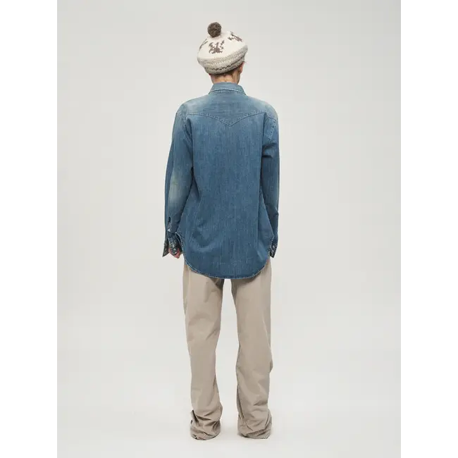 6397 Denim Western Shirt | Light Ash Blue