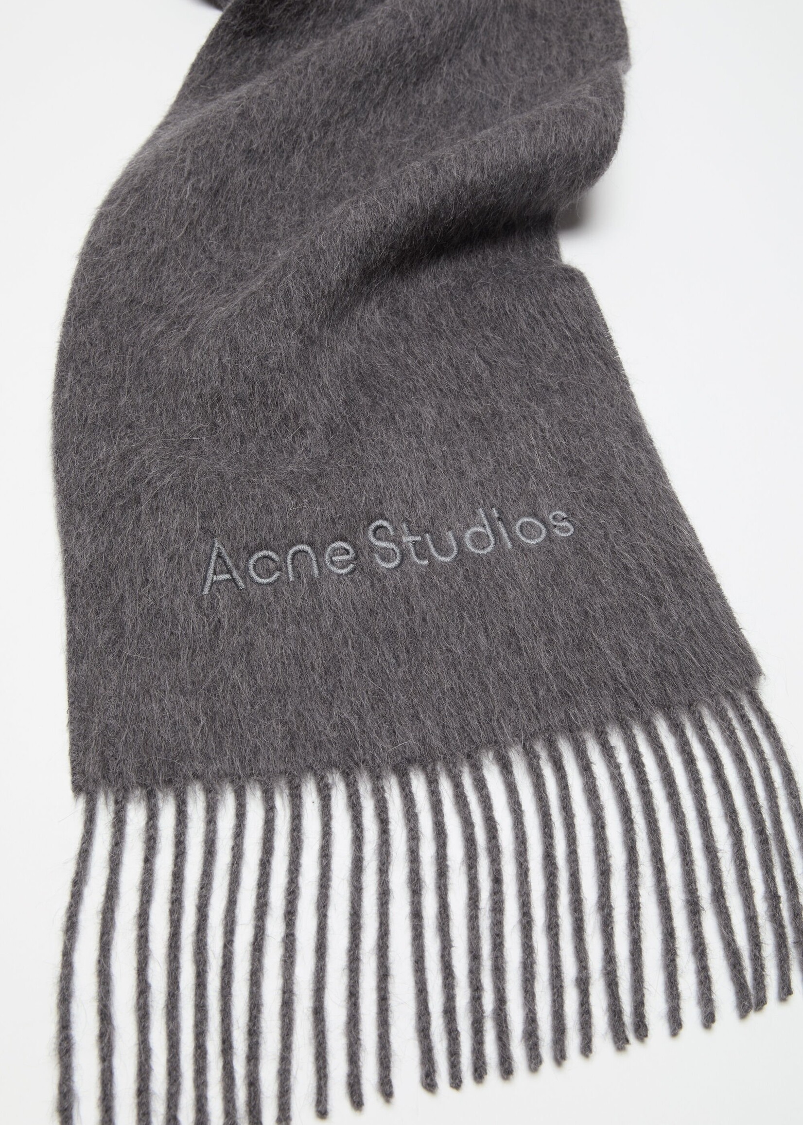 ACNE STUDIOS Acne Studios Wool Logo Scarf, Gray Melange