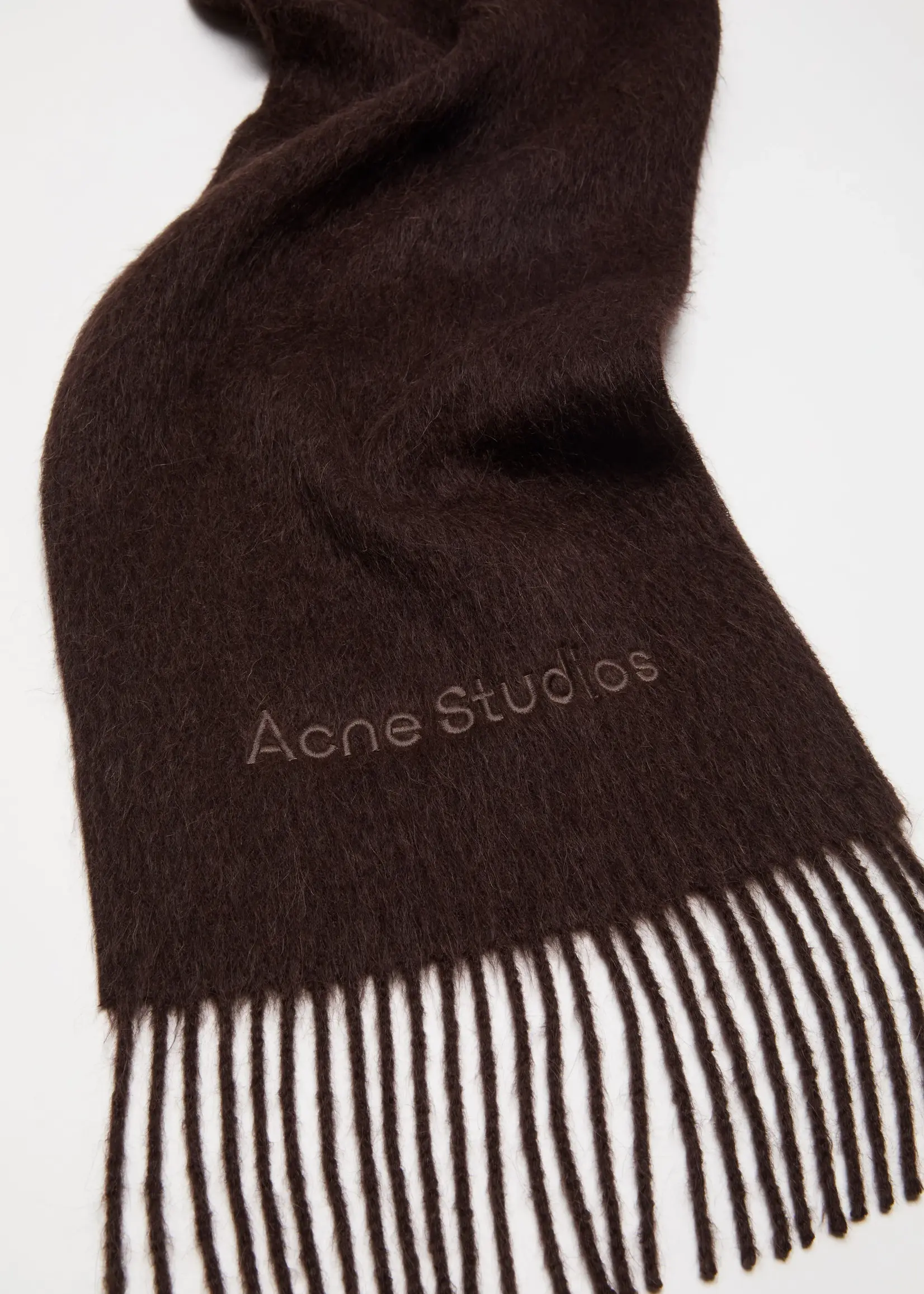 ACNE STUDIOS Acne Studios Wool Logo Scarf, Dark Brown Melange