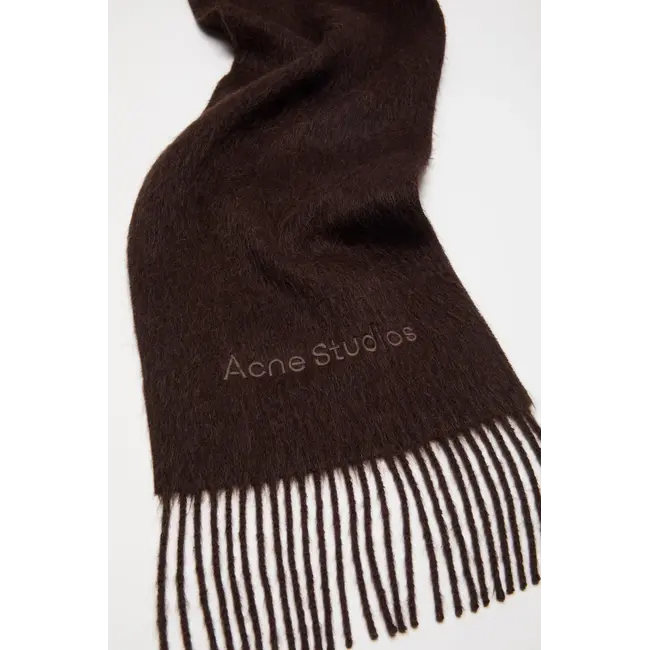 ACNE STUDIOS Acne Studios Wool Logo Scarf | Dark Brown Melange