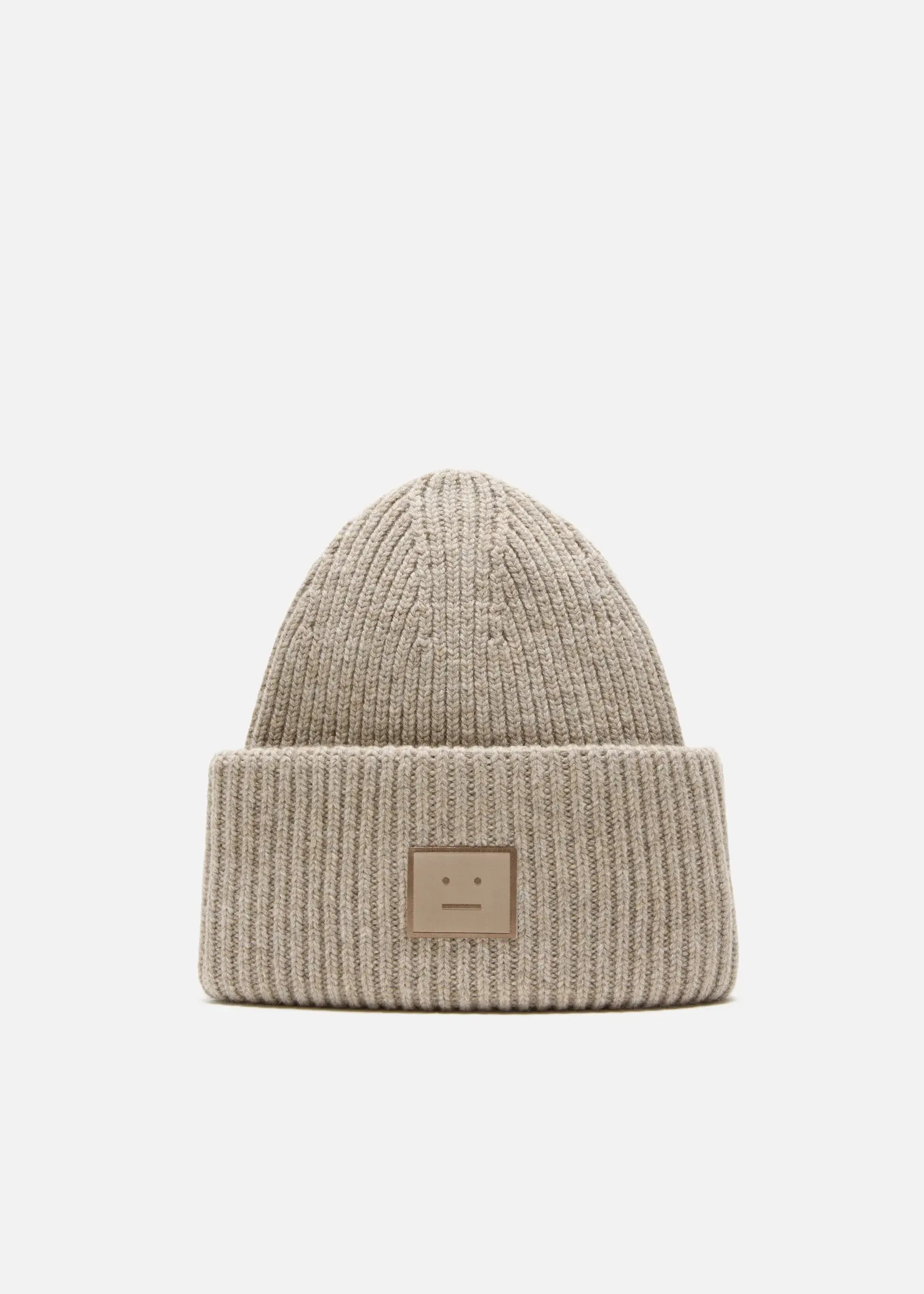 ACNE STUDIOS Acne Studios Large Face Logo Beanie, Greige Melange