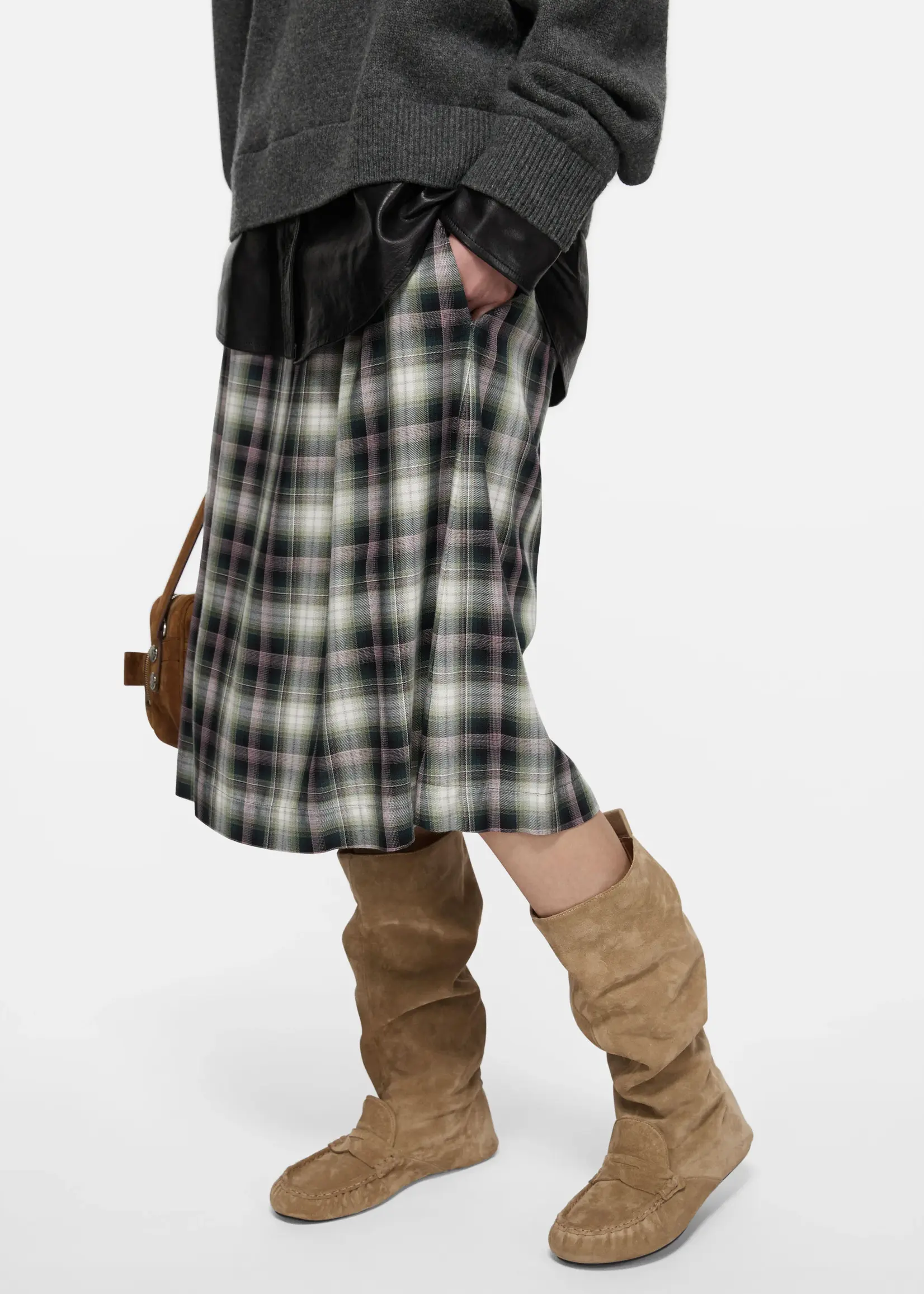 ACNE STUDIOS Acne Studios Check Midi Skirt, Black/Green