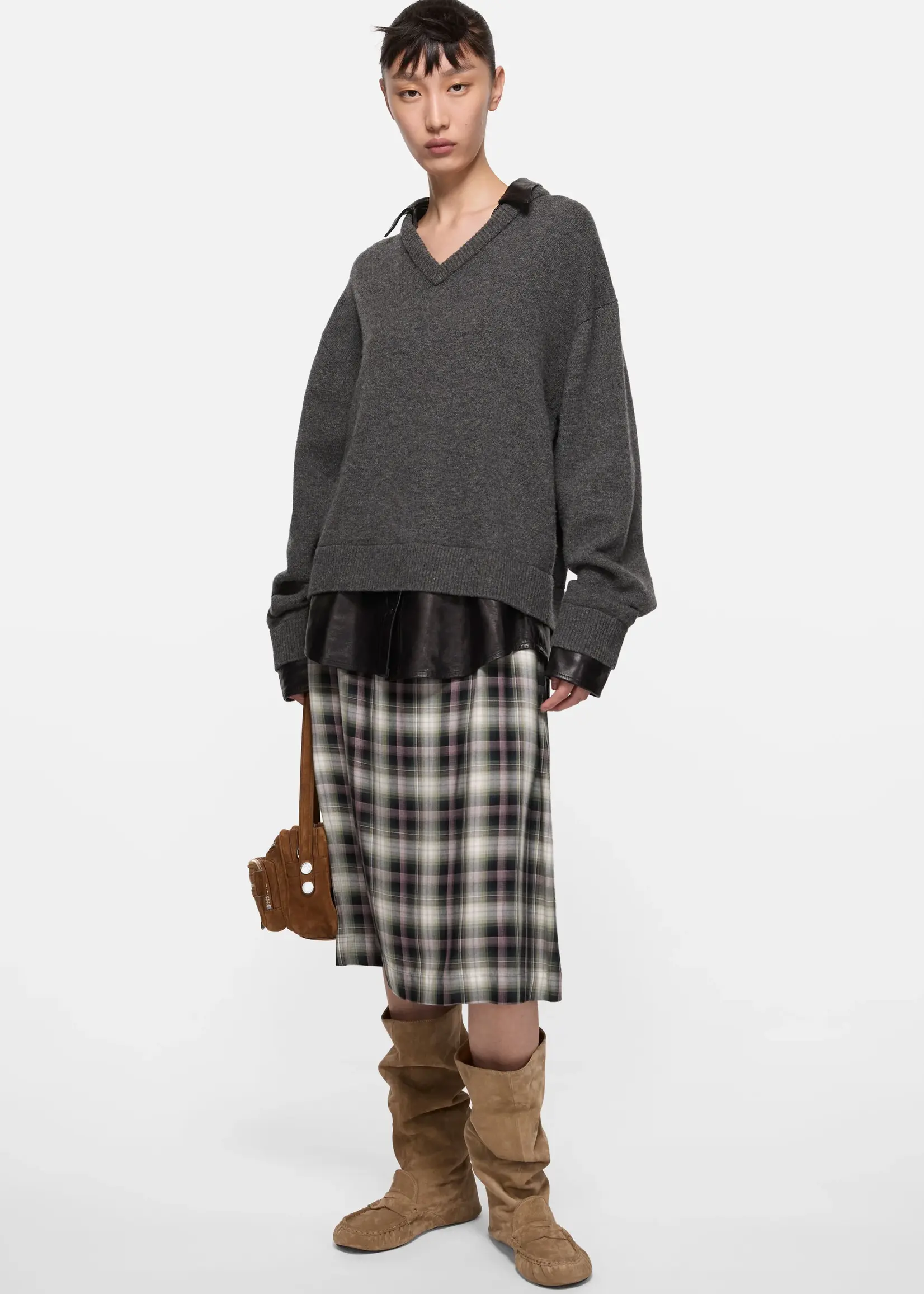 ACNE STUDIOS Acne Studios Check Midi Skirt | Black/Green