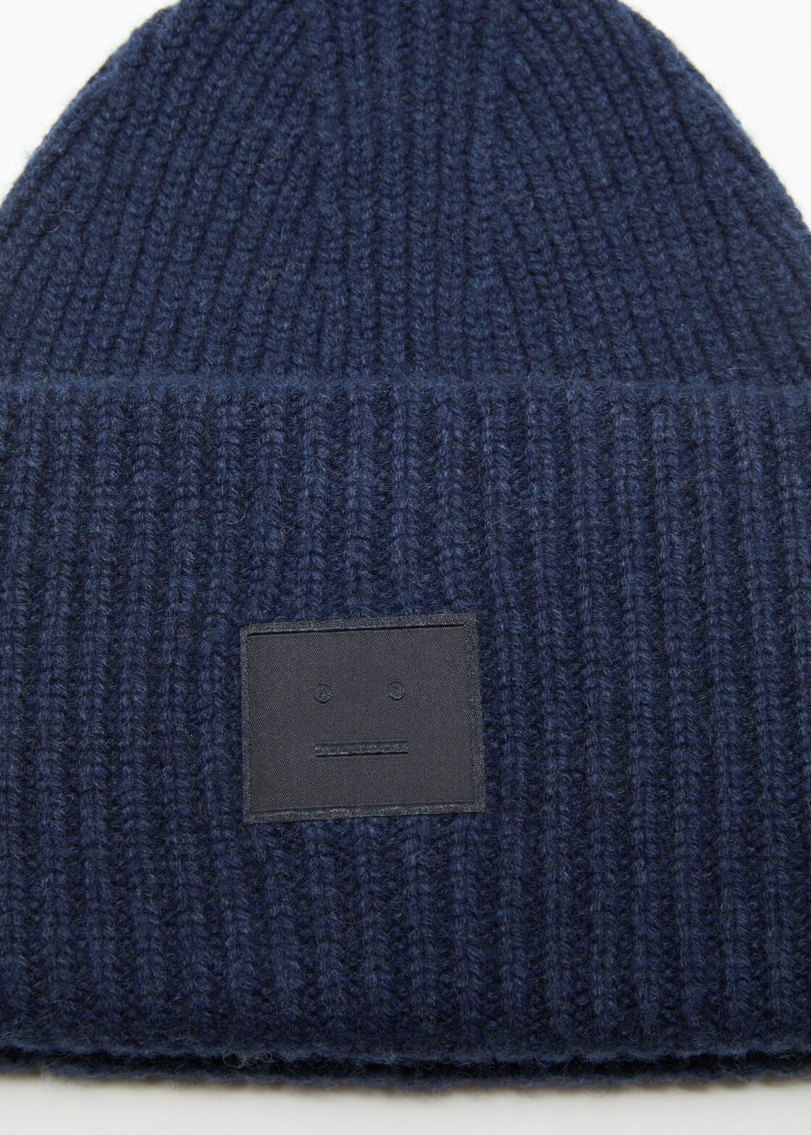 ACNE STUDIOS Acne Studios Large Face Logo Beanie| Navy melange
