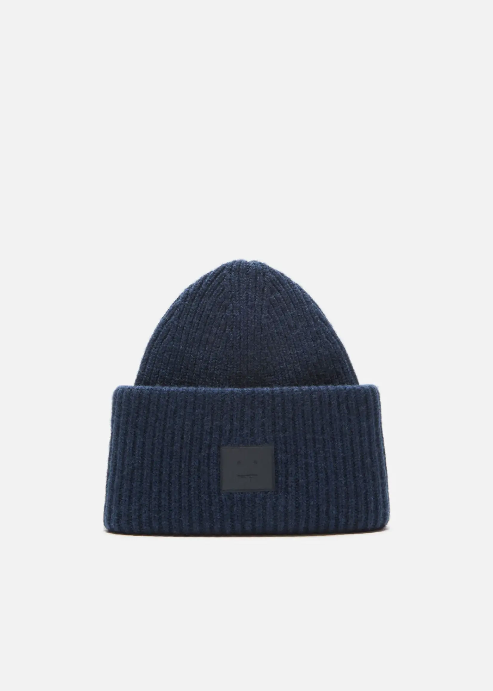 ACNE STUDIOS Acne Studios Large Face Logo Beanie| Navy melange
