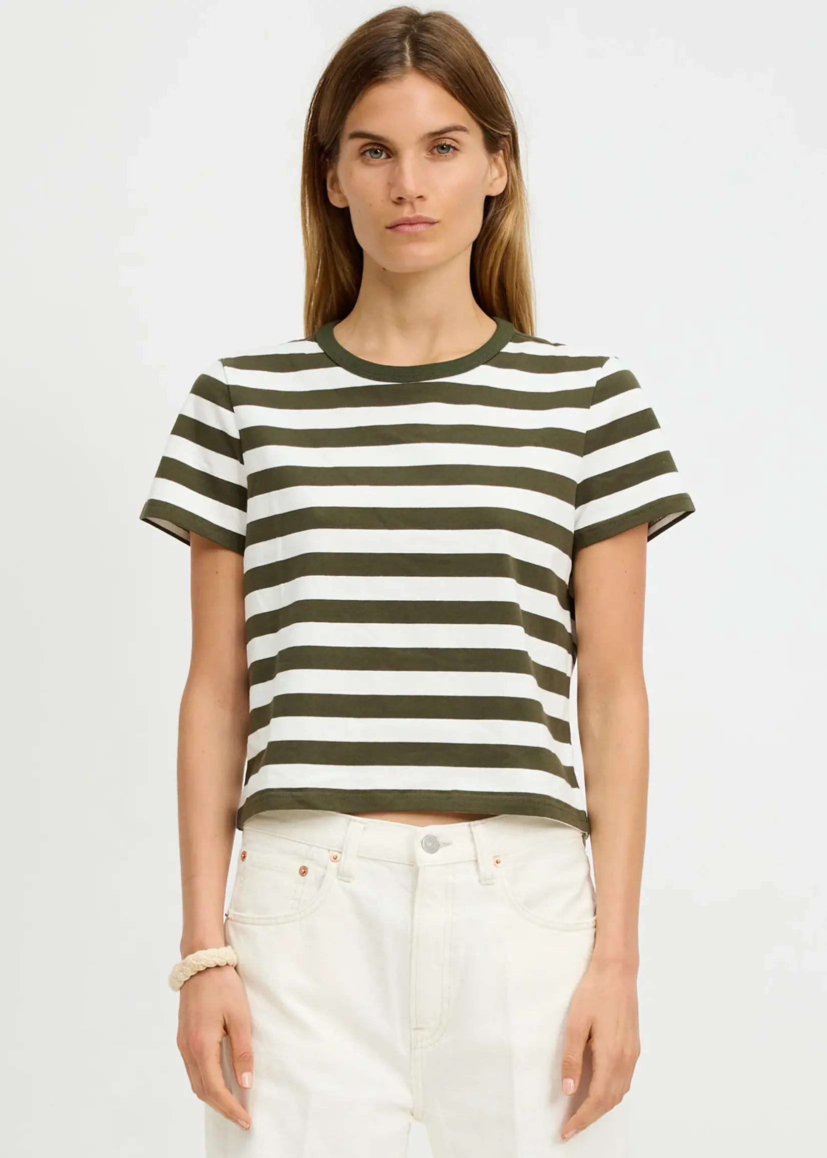 DENIMIST Denimist Striped Baby T.dark Olive Green Ecru Wide Stripe