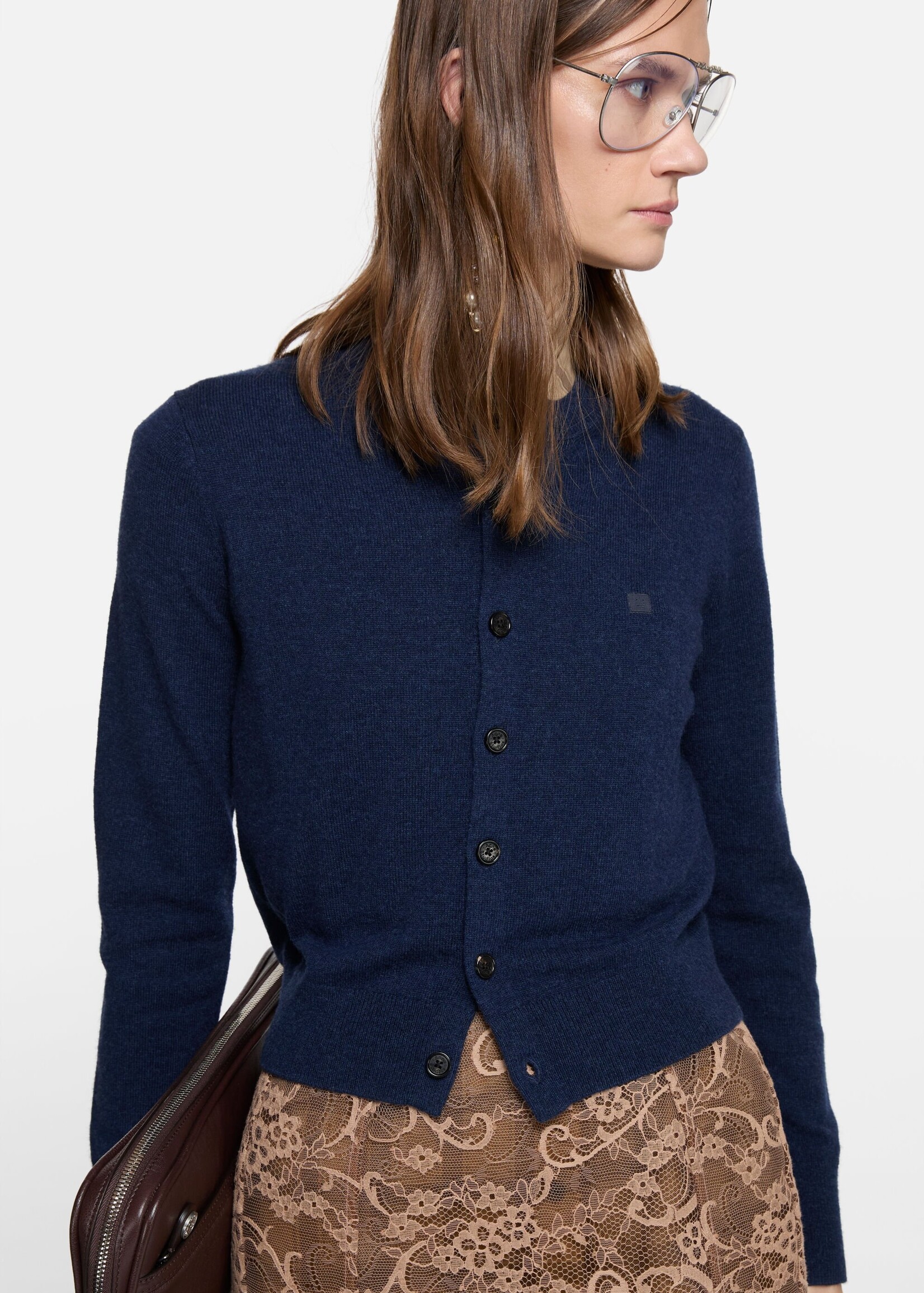 ACNE STUDIOS Acne Studios Fitted Cardigan Yak Wool | Navy Melange