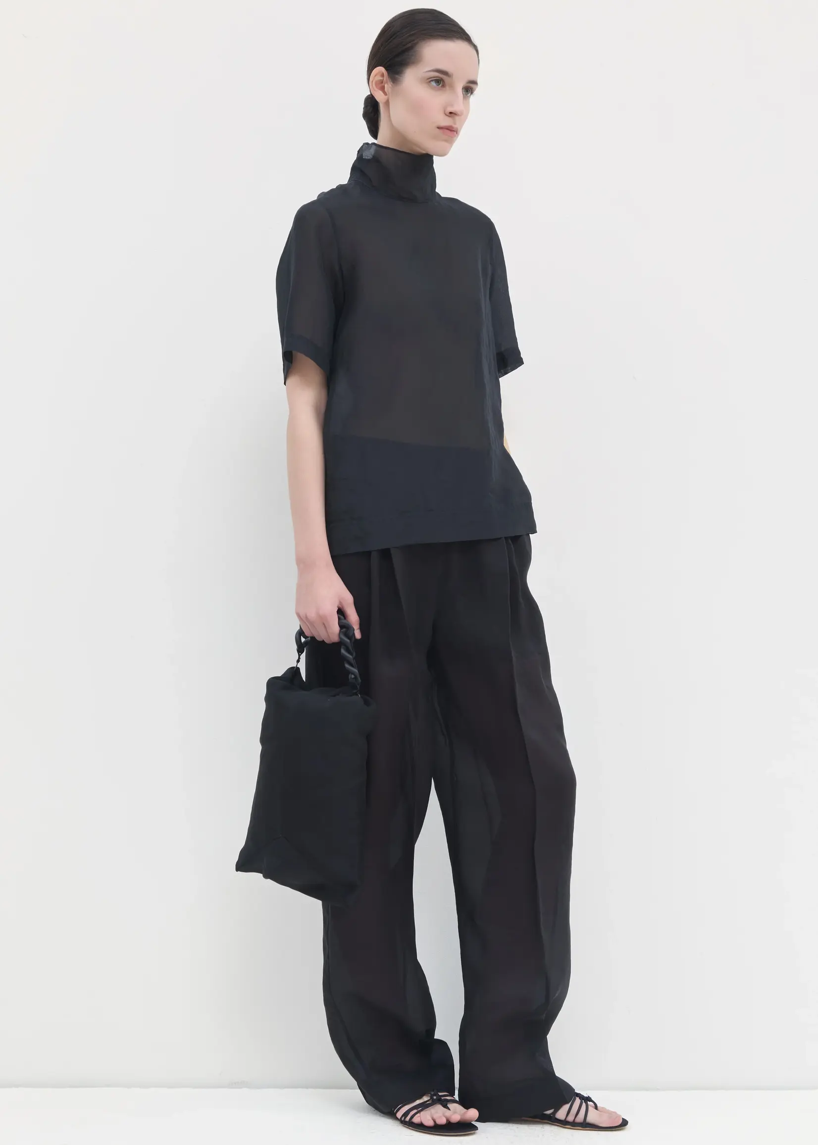 CHRISTIAN WIJNANTS Christian Wijnants Washed Turtle Neck Organza Top | Black