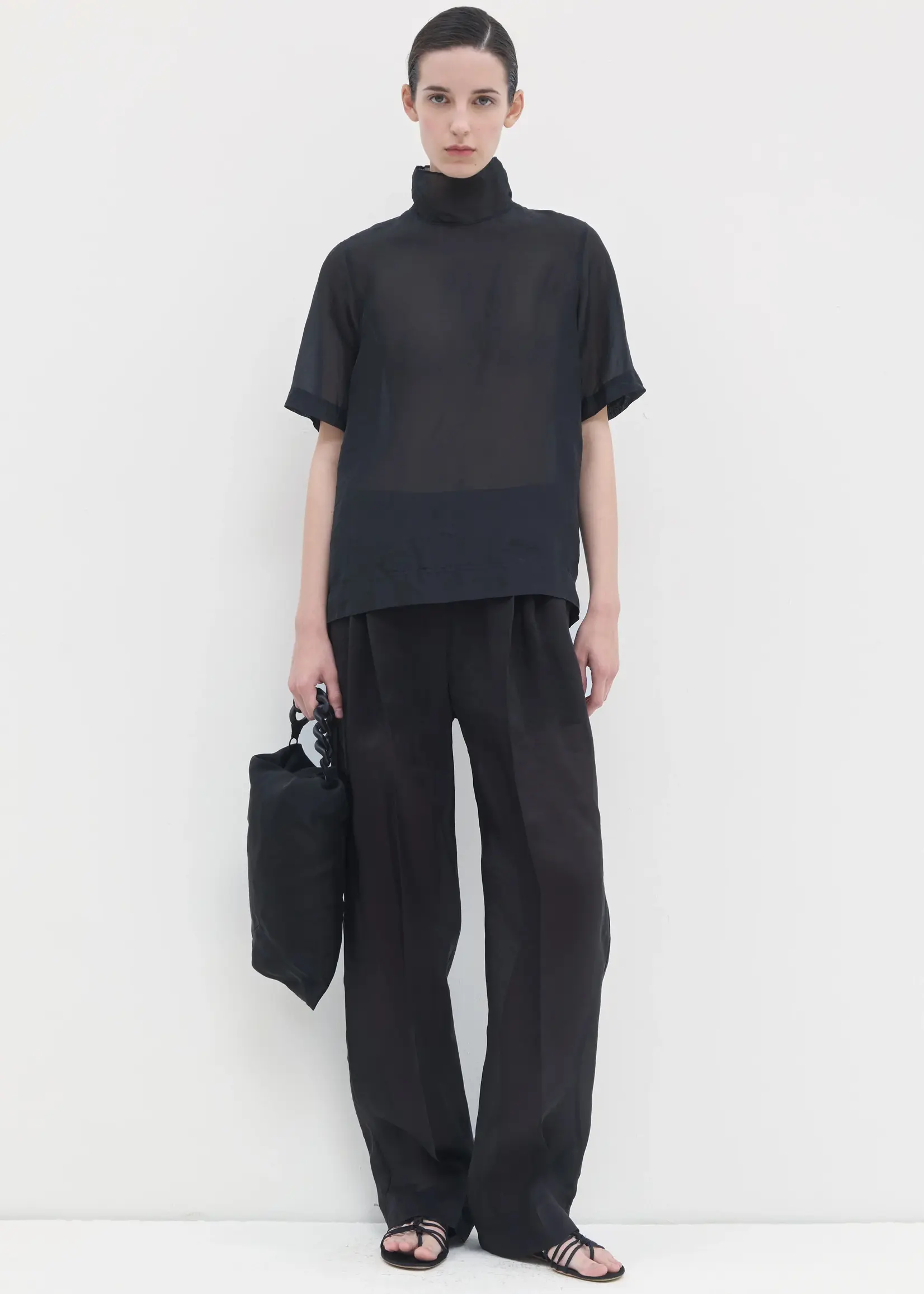 CHRISTIAN WIJNANTS Christian Wijnants Washed Turtle Neck Organza Top | Black