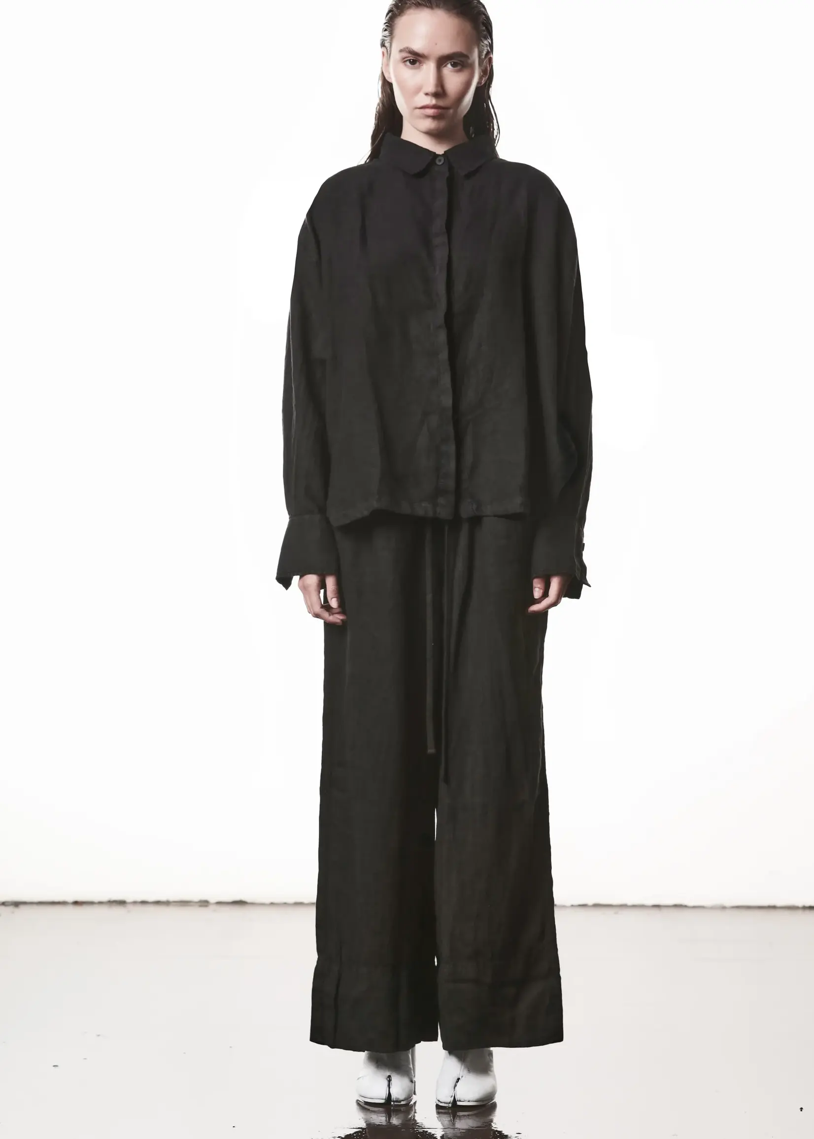 THOM KROM Thom Krom  W P  18  Wide Leg Linnen Trousers .Black