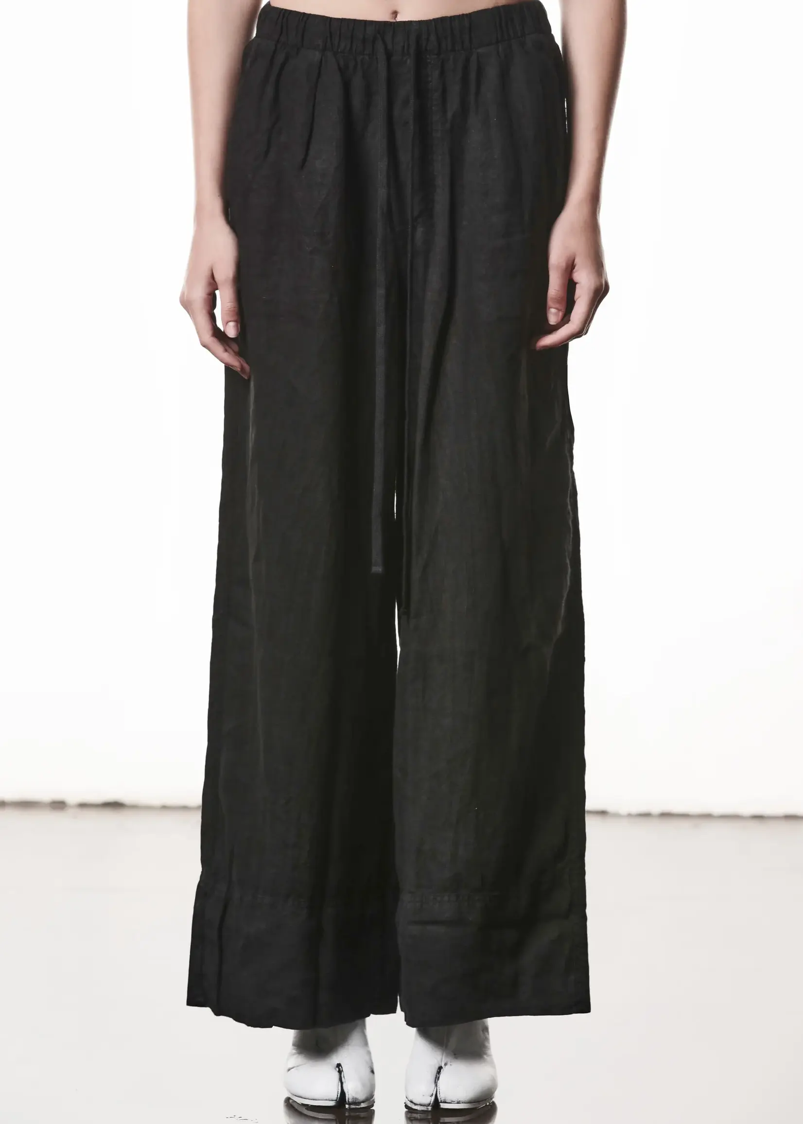 THOM KROM Thom Krom  W P  18  Wide Leg Linnen Trousers .Black