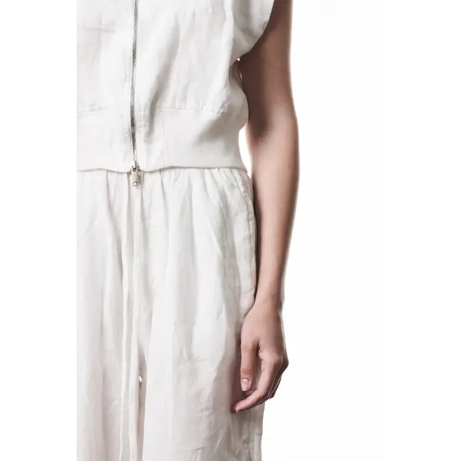 W J 219 Cropped Sleeveless Linen Jacket | Off White