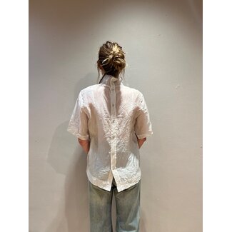 CHRISTIAN WIJNANTS Washed Turtle Neck Organza Top | Cement Cloud