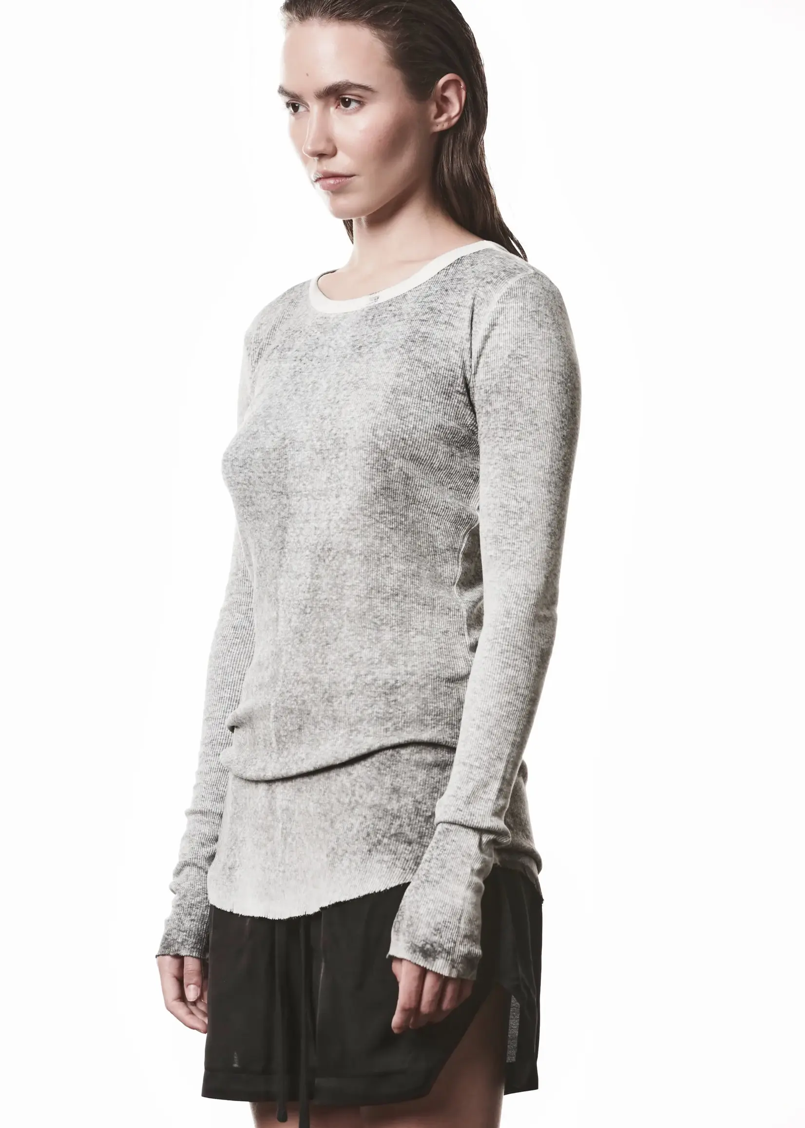 THOM KROM Thom Krom WTS615 Worked Long Sleeve Shirt | Spray Grey