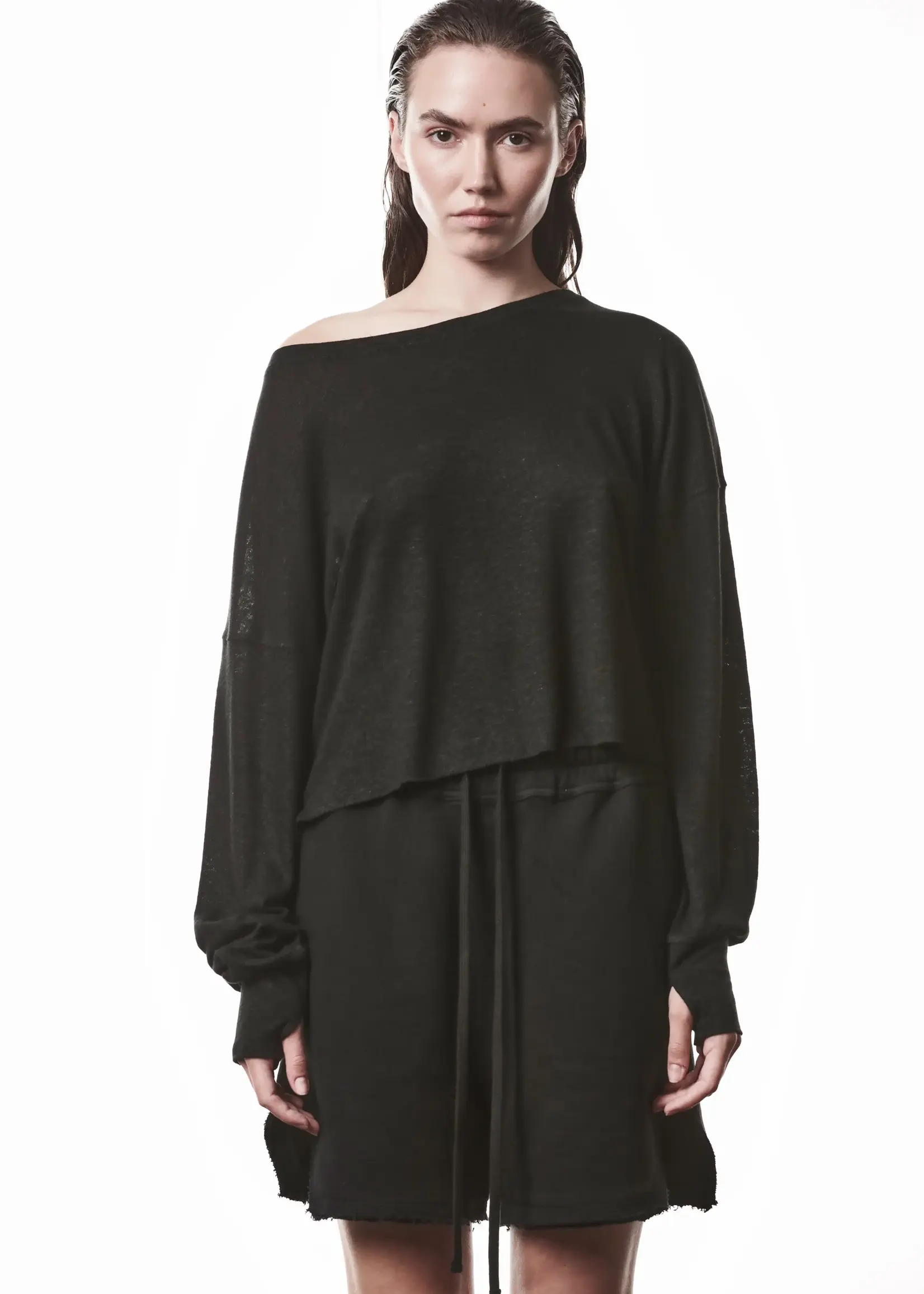 THOM KROM Thom Krom WTS613 Cropped Long Sleeve | Black
