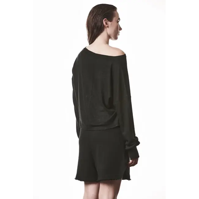 THOM KROM  WTS613 Cropped Long Sleeve | Black