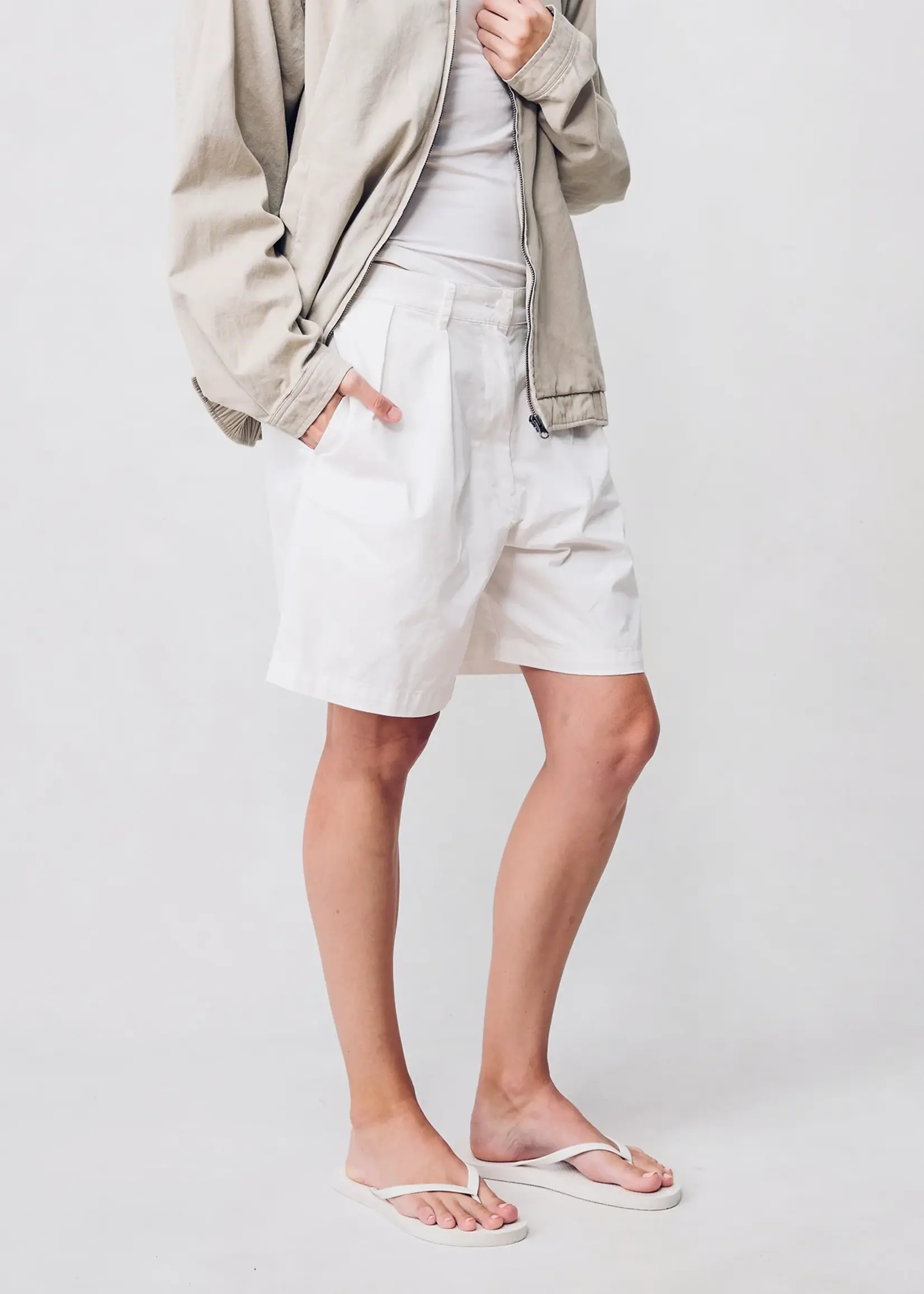 DENIMIST Denimist Double Pleat Shorts . White