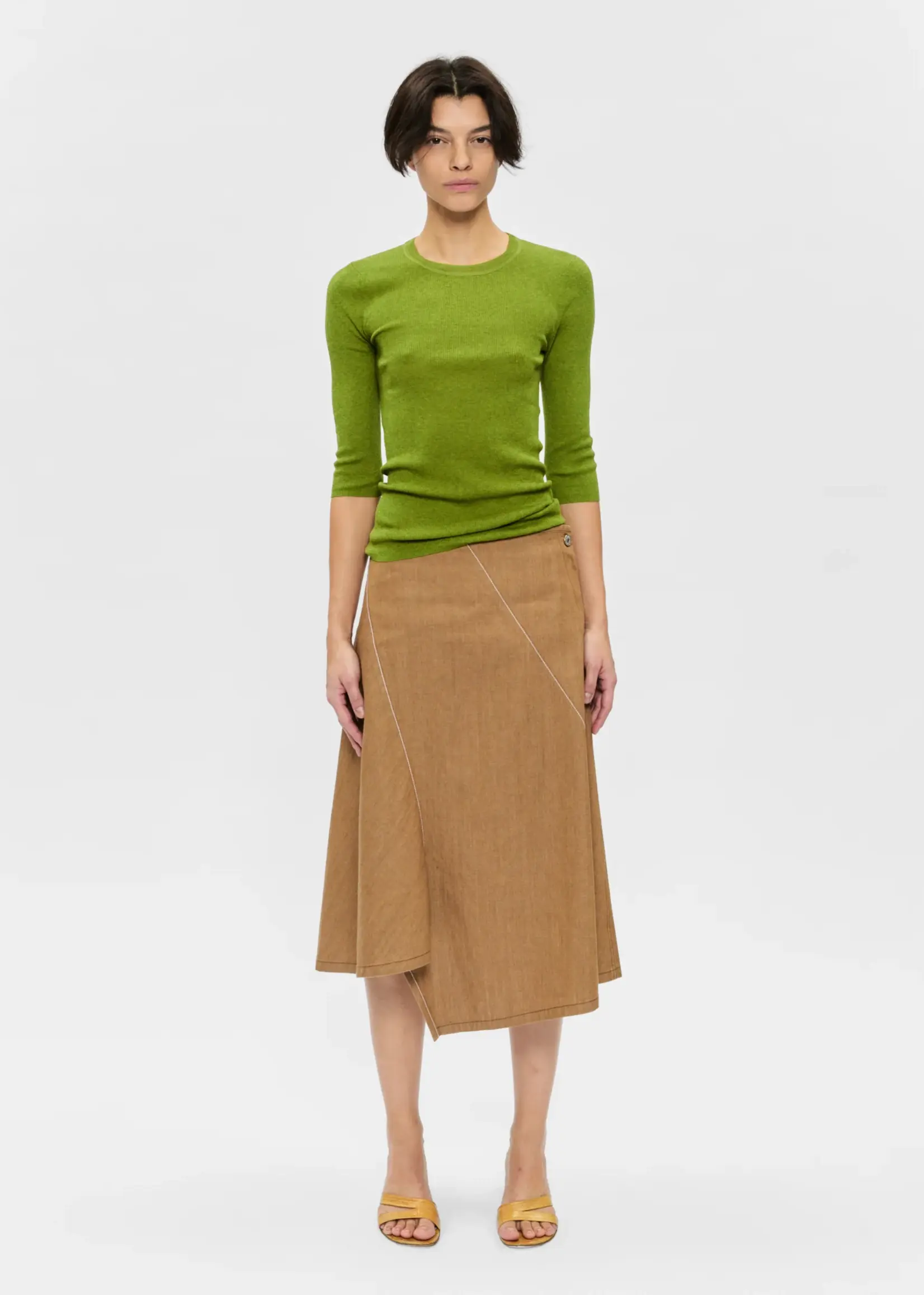 6397 Diagonal Denim Skirt | Tawny