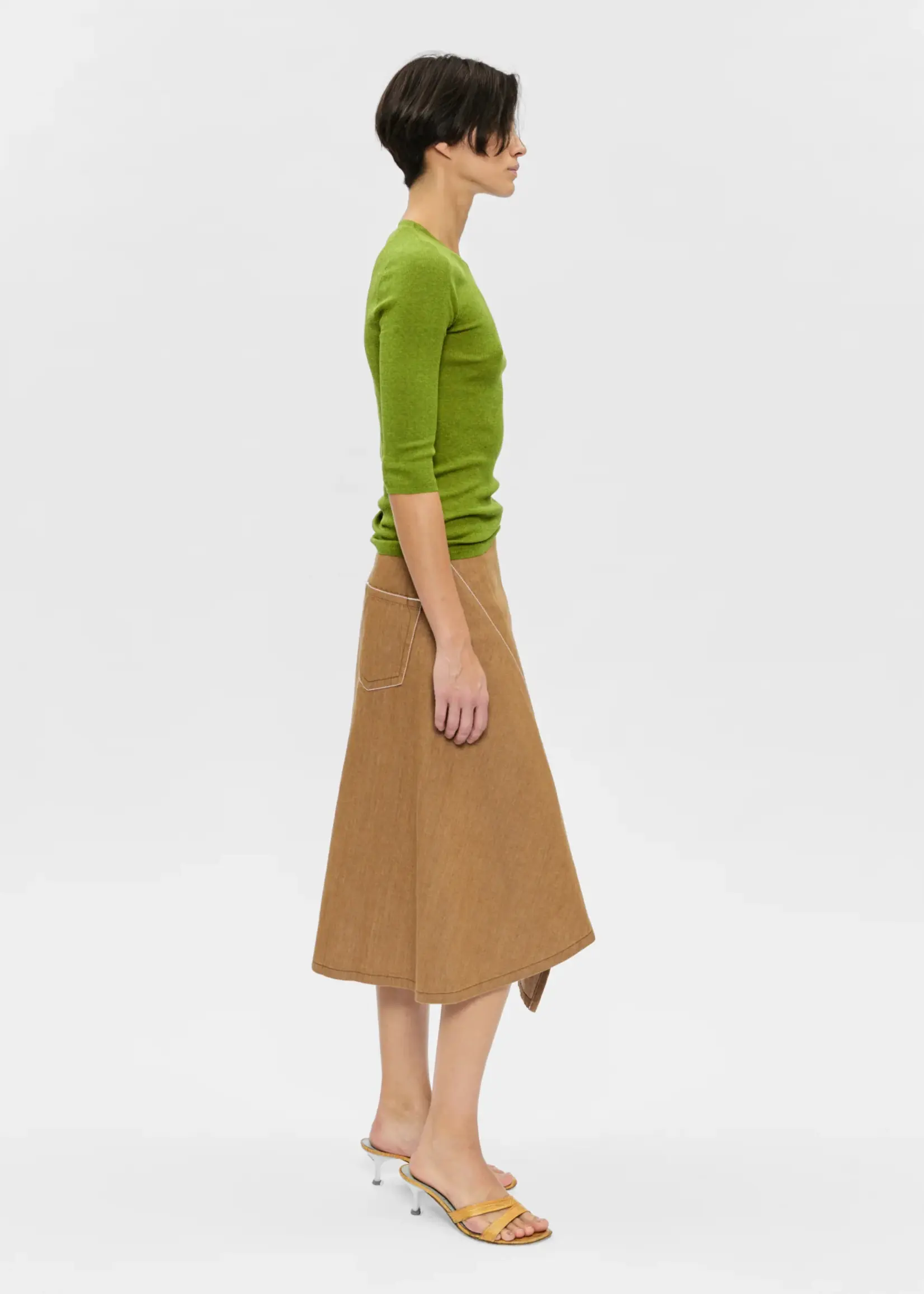 6397 Diagonal Denim Skirt | Tawny