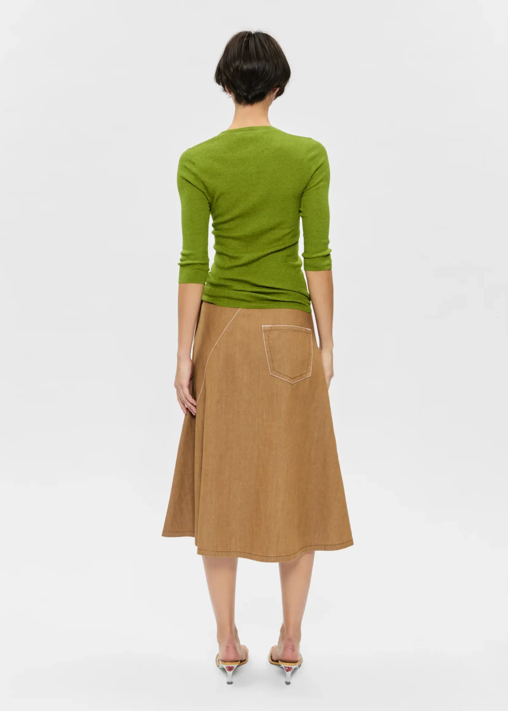 6397 Diagonal Denim Skirt | Tawny