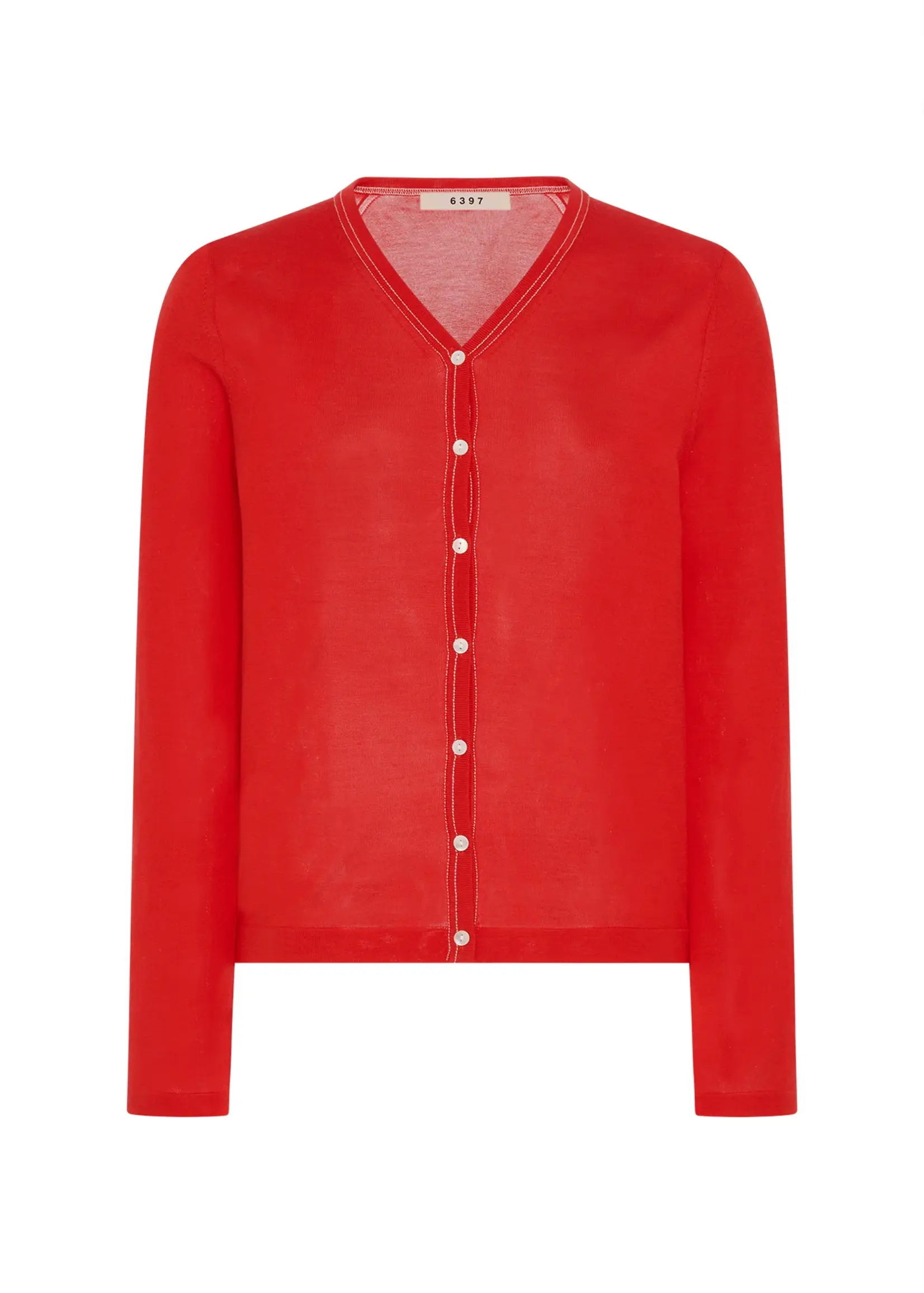 6397 Contrast Stitch Cardigan | Tomato