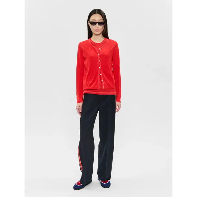 6397 Contrast Stitch Cardigan | Tomato