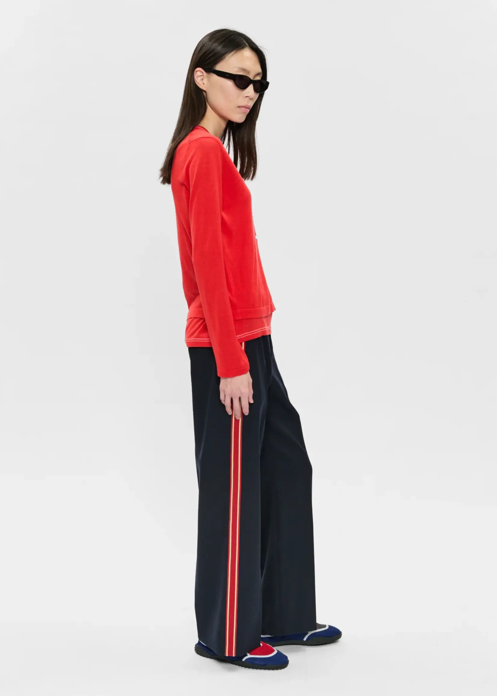 6397 Contrast Stitch Cardigan | Tomato