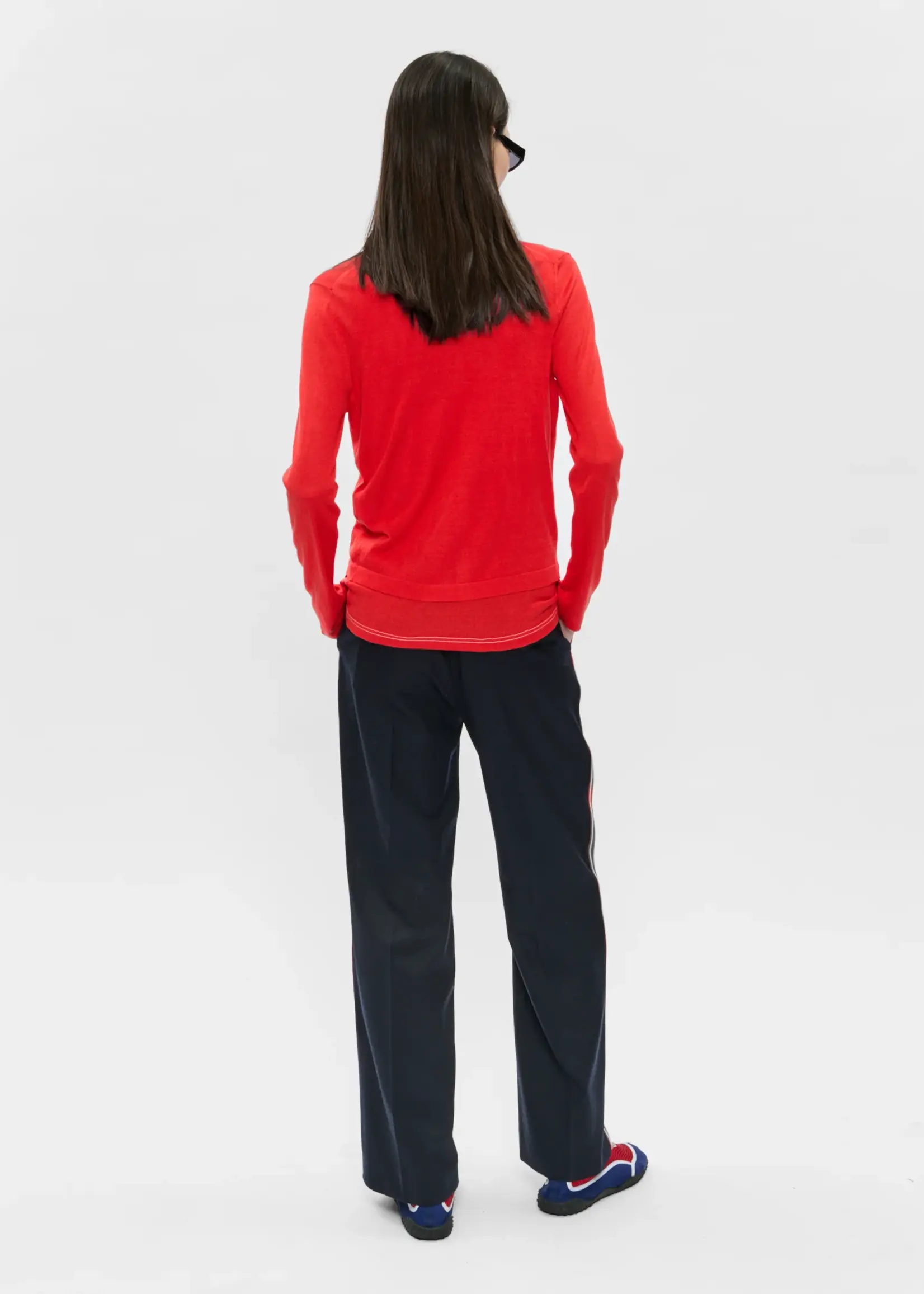 6397 Contrast Stitch Cardigan | Tomato