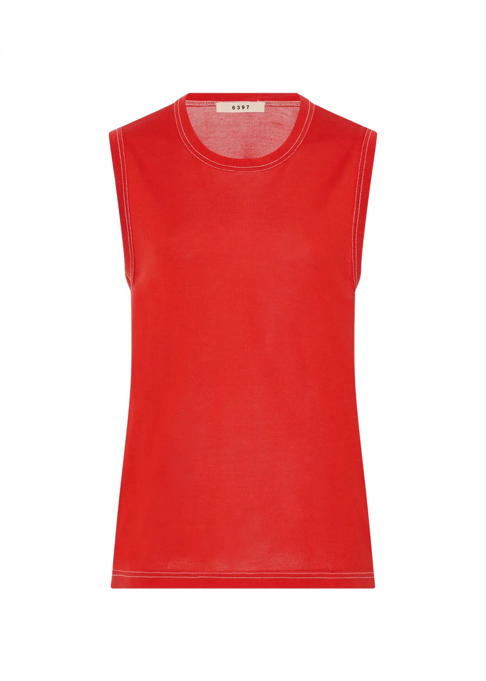 6397 Contrast Stitch Shell | Tomato