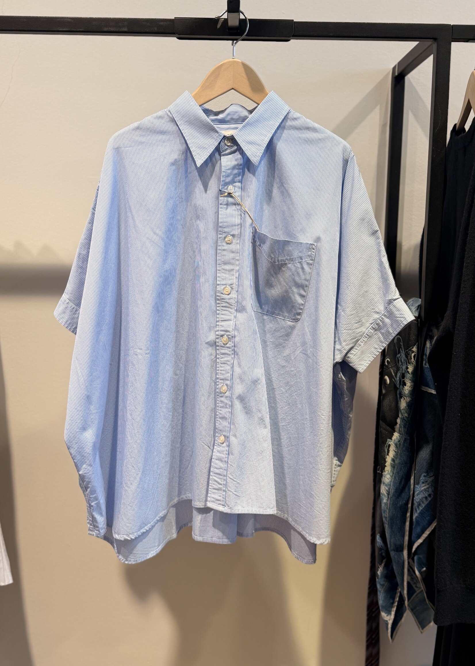 DENIMIST Denimist Emma Cuffed Shirt | Light Blue Mini Stripe