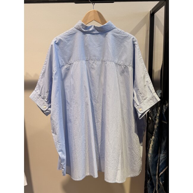 DENIMIST Emma Cuffed Shirt | Light Blue Mini Stripe