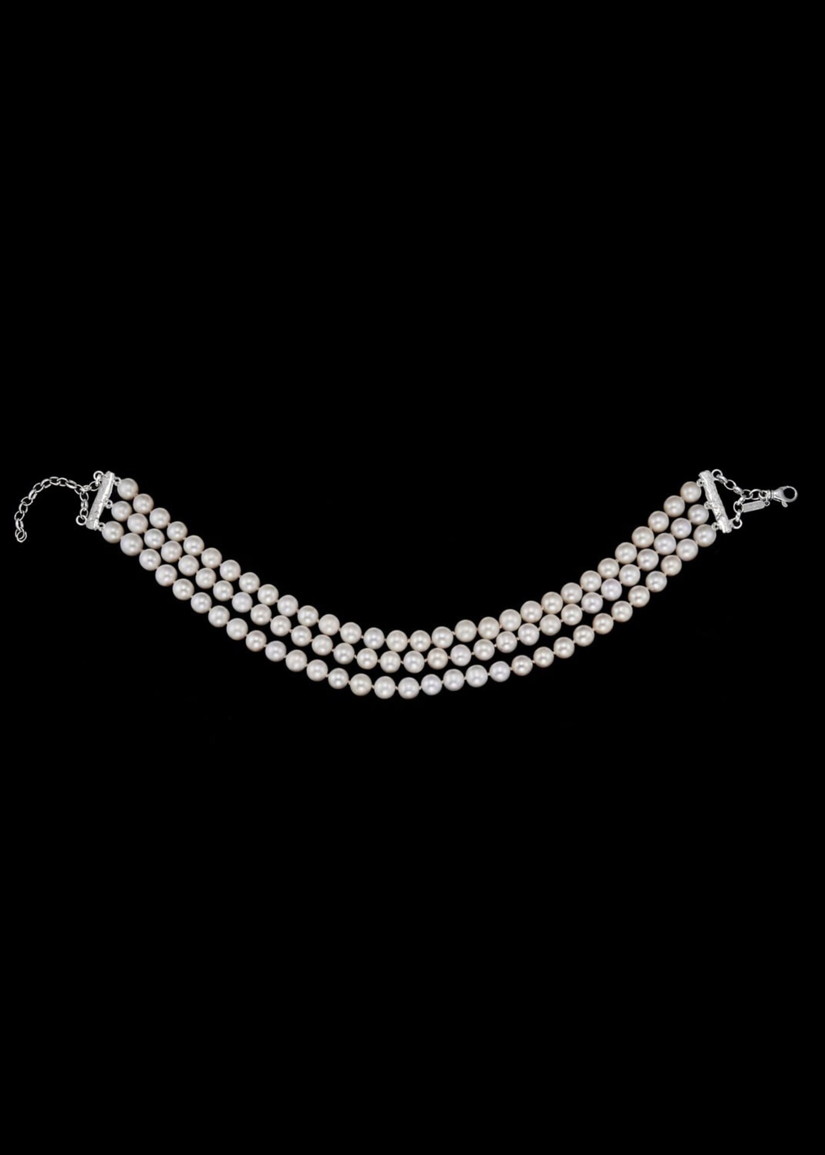 Maria Nilsdotter Maria Nilsdotter Pearl Choker 3 Strand | Silver Freshwater Pearls