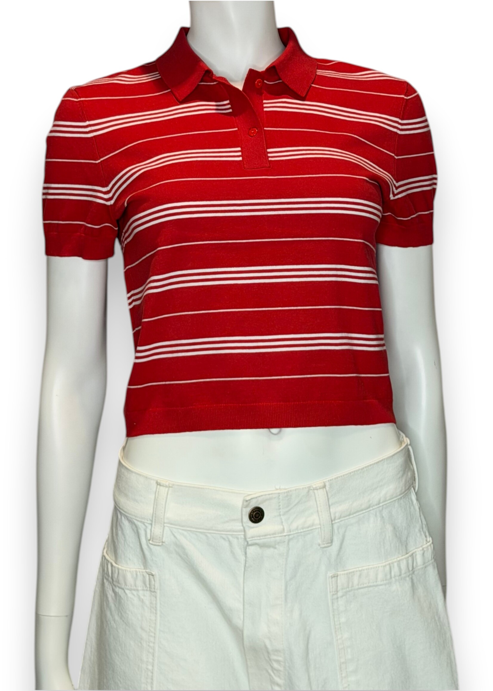 DENIMIST Denimist Shrunken Polo sweater | Red and white stripe