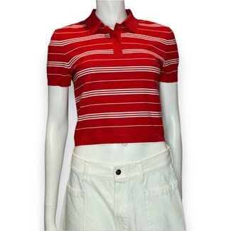 DENIMIST Shrunken Polo sweater | Red and white stripe