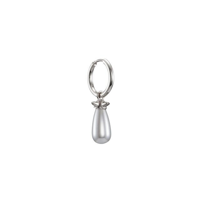 Pearl Tear Earring | Silver Glass Pearl
