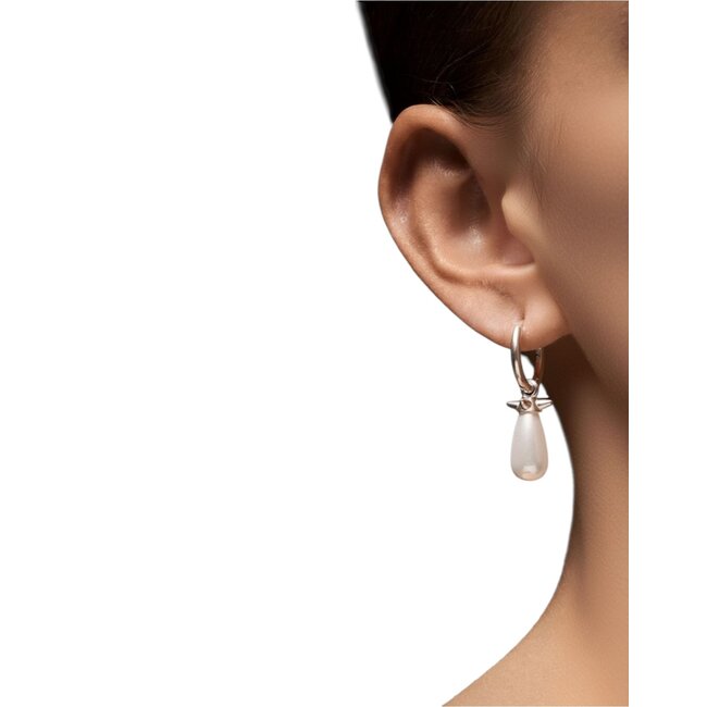 Pearl Tear Earring | Silver Glass Pearl