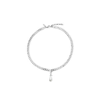 Maria Nilsdotter Maria Nilsdotter Chunky Chain Drop Pearl Necklace | Silver Glass Pearl