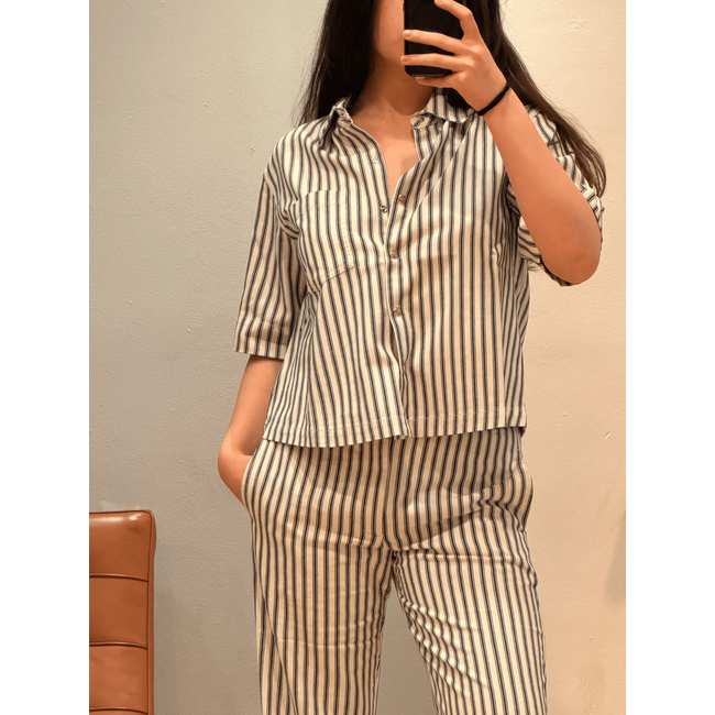 Roman Shirt | Blue Slate Strip