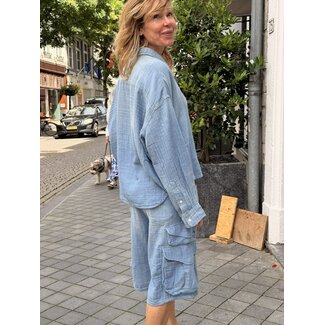 DENIMIST Denimist Cropped Work Shirt | Indigo Chambray