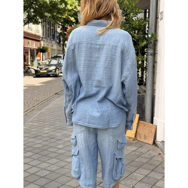 Denimist Cropped Work Shirt | Indigo Chambray