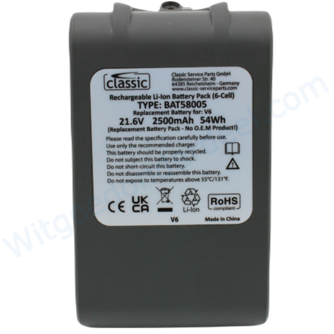 Dyson V6 / DC58 / DC59 / DC61 / DC62 accu 967810-21 alternatief