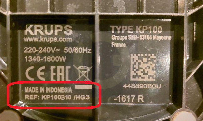 Krups koffiemachine typenummer